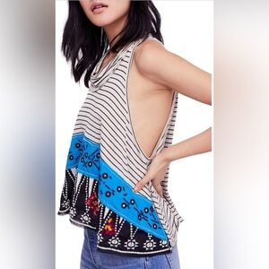 Free People North South Striped Cowl Neck Tank